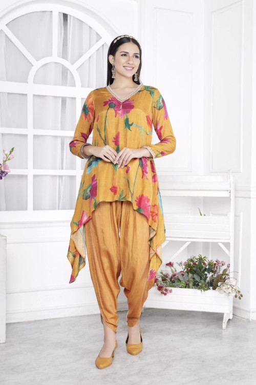 Asymmetric dhoti set