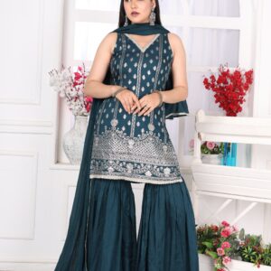 Teal Green Incut Sharara