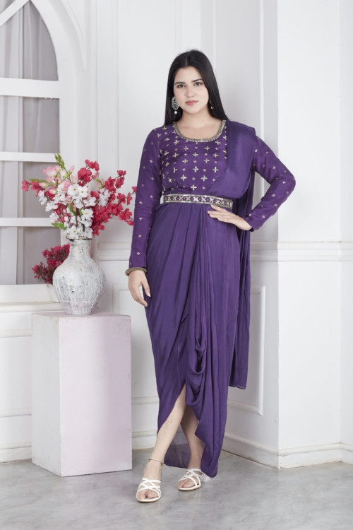 Purple Drape Saree