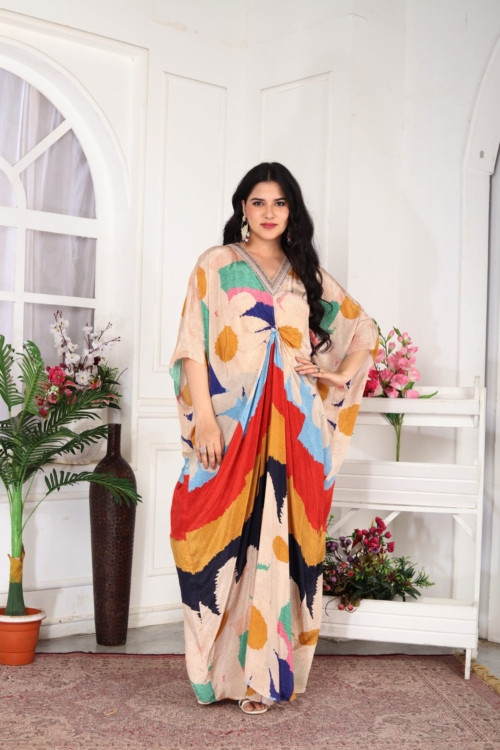 Multi Shades Drape Kaftan