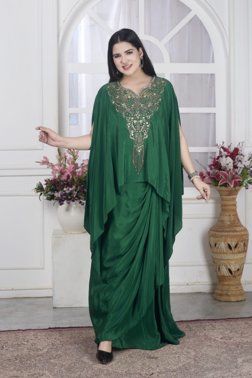 Green Cape Skirt Set