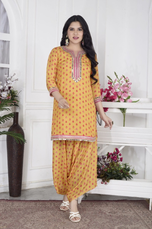 Yellow Drape Dhoti Set