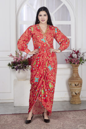 Vermilion Bandhej Tunic