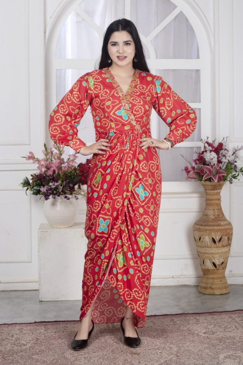 Vermilion Bandhej Tunic