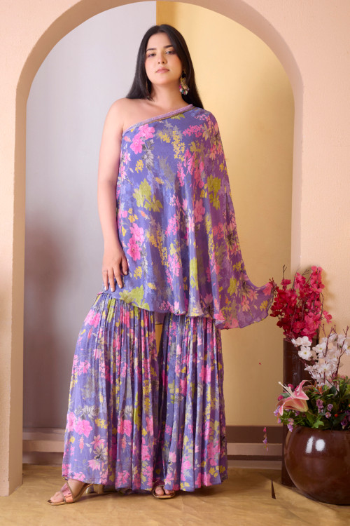 Lavender One-Shoulder Sharara