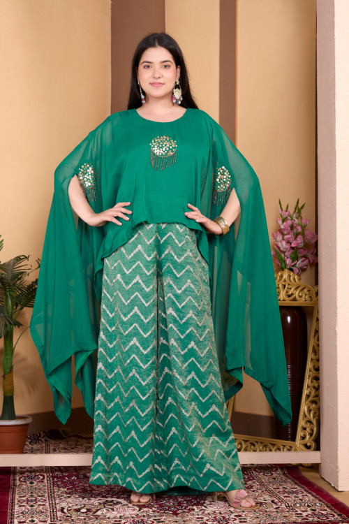 Emerald Green Cape Palazo Set