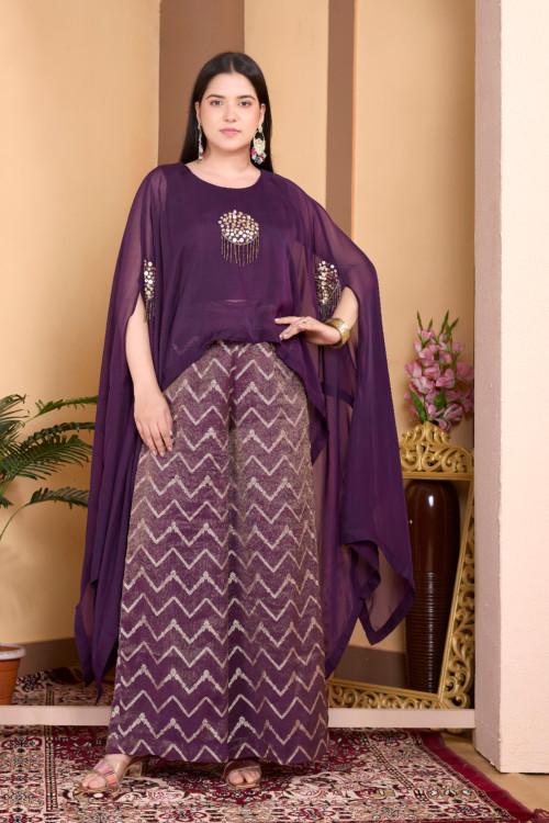 Purple Cape Palazo Set
