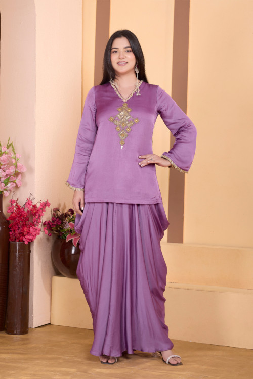 Lilac Cowl Skirt Set
