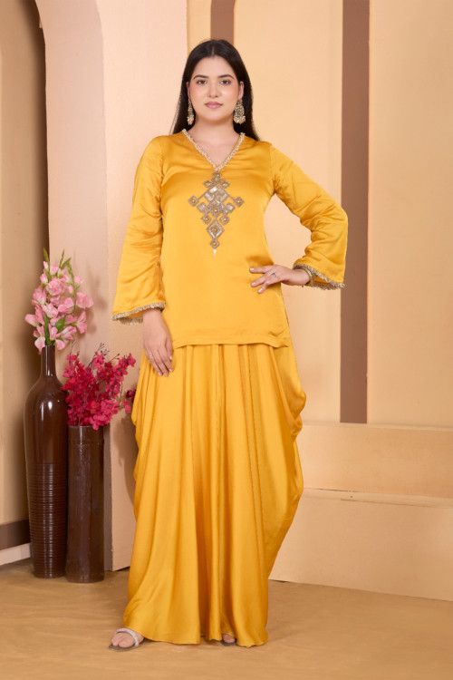 Primrose Yellow Cowl Skirt Set