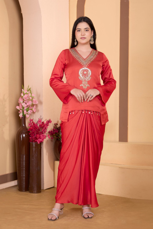 Drape skirt set