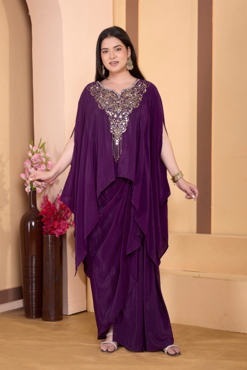 Purple Cape Skirt Set