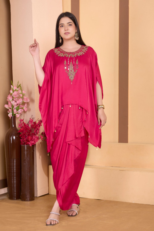Cerise Pink kaftan Skirt Set