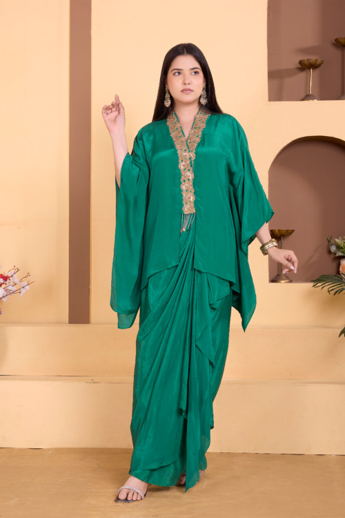 High Neck Drape Skirt Set