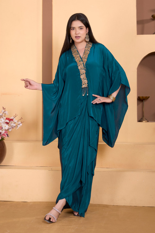 High Neck Drape Skirt Set